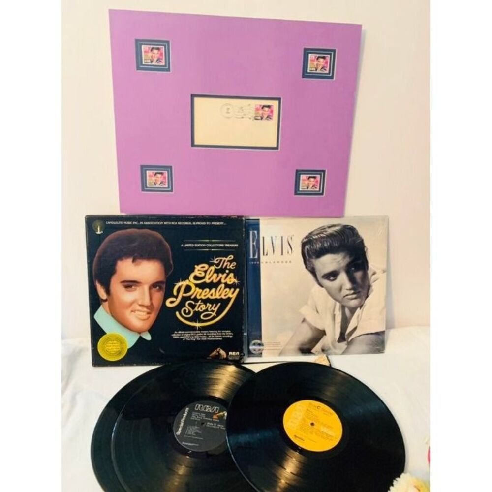 Elvis presley stamp sealed Calendar, record